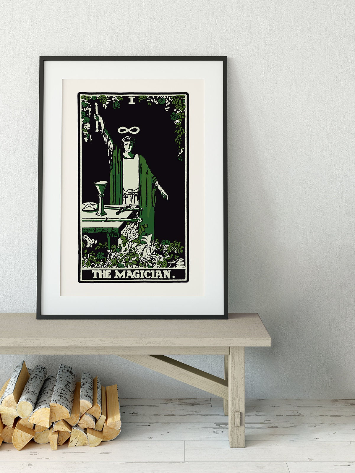 The Magician - Tarot Card Print - The Magician Card Emerald Green and Black Poster, No Frame