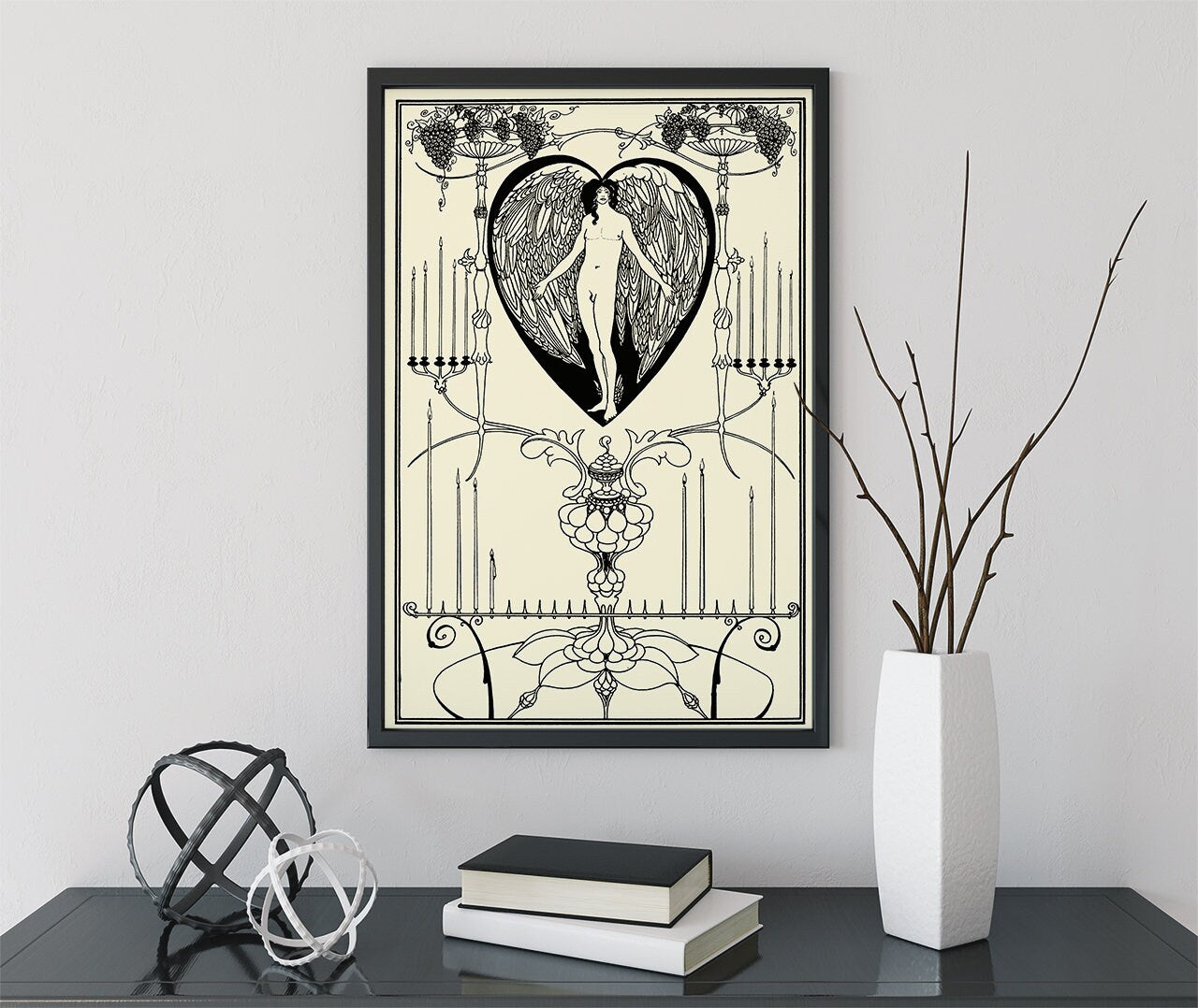 The Mirror of Love by Aubrey Beardsley Print - Art Nouveau Poster, No Frame