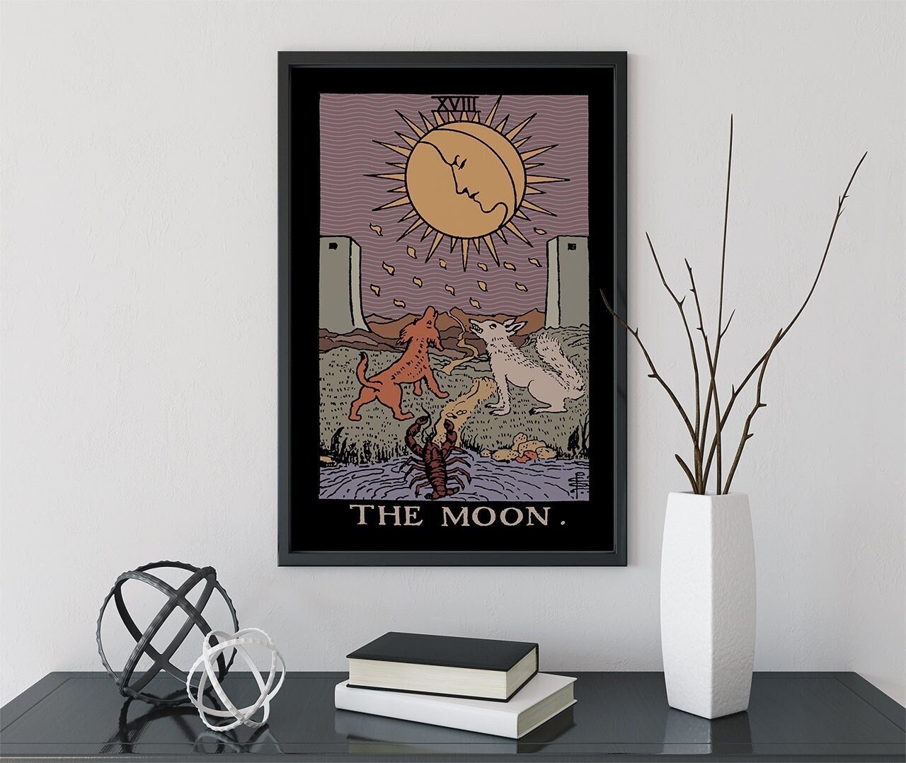 The Moon- Tarot Card Print - The Moon Card Darker Colorway Poster