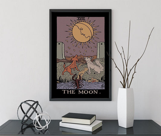 The Moon- Tarot Card Print - The Moon Card Darker Colorway Poster