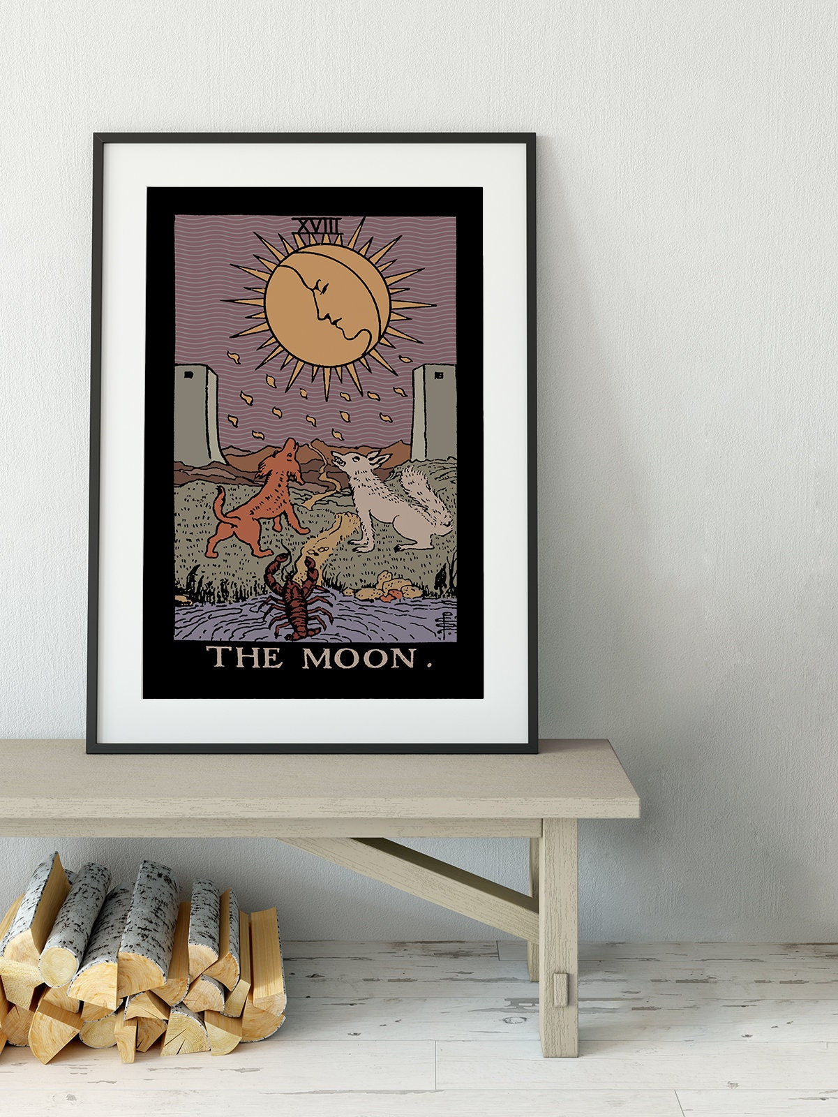 The Moon- Tarot Card Print - The Moon Card Darker Colorway Poster