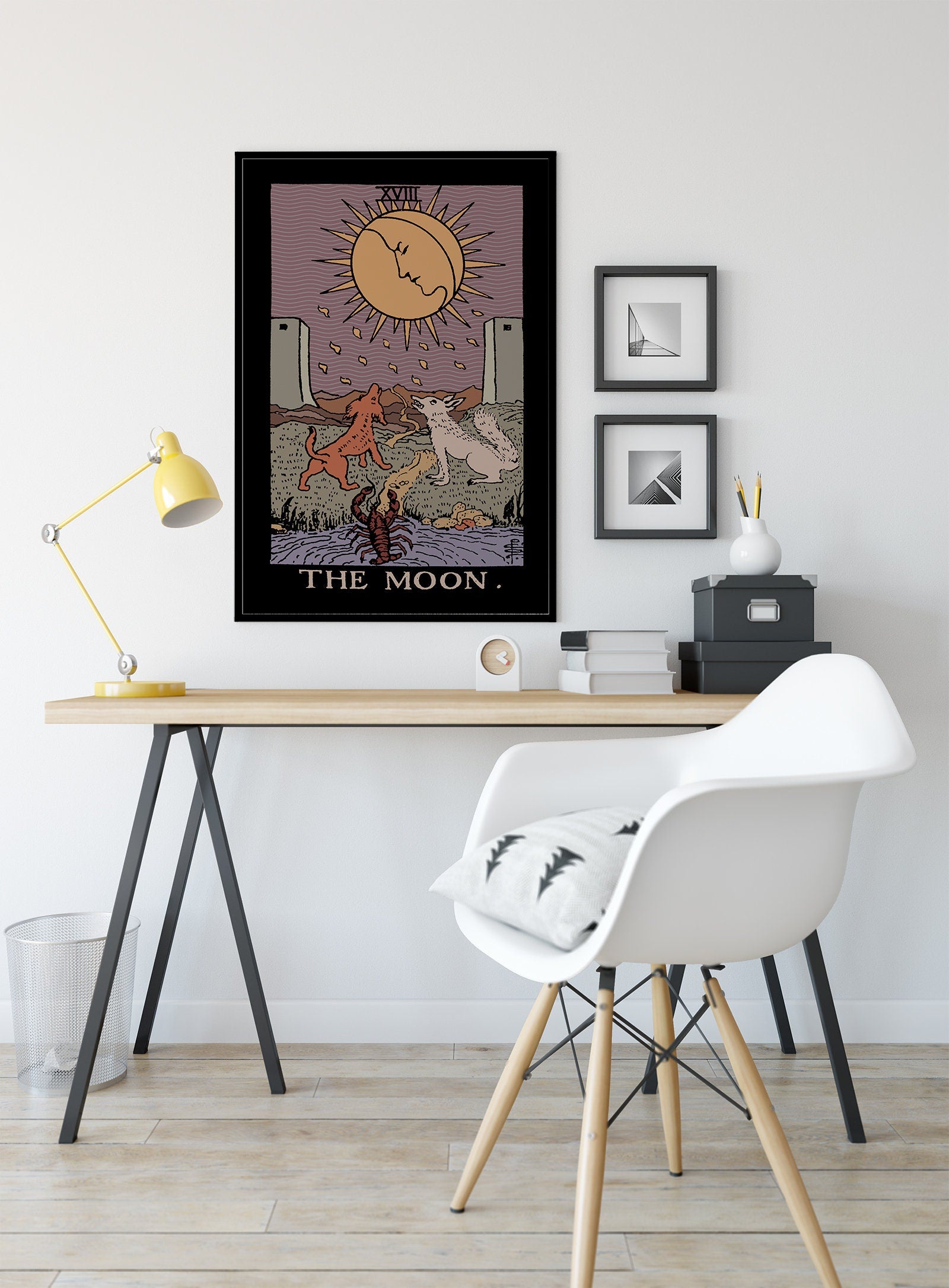 The Moon- Tarot Card Print - The Moon Card Darker Colorway Poster