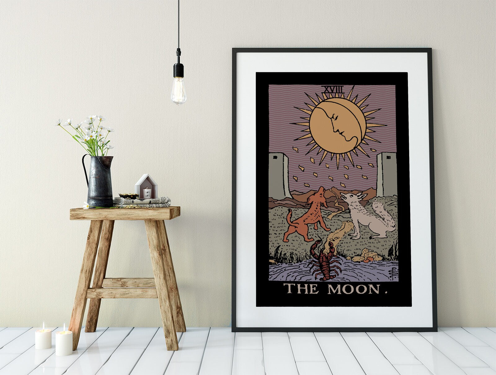 The Moon- Tarot Card Print - The Moon Card Darker Colorway Poster