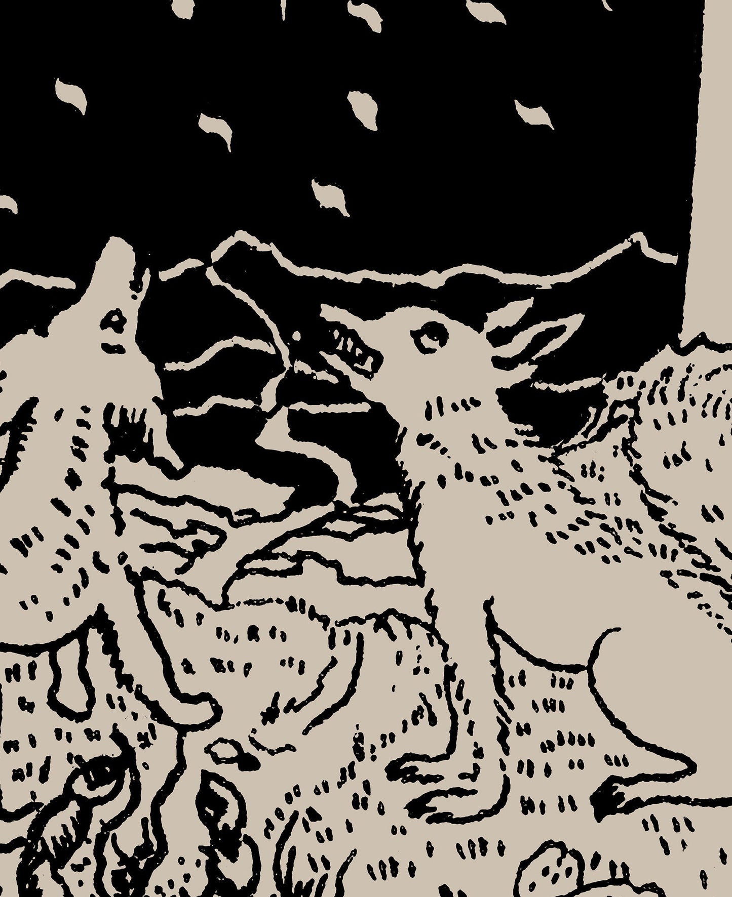 The Moon - Tarot Card Print - The Moon Black Poster, No Frame