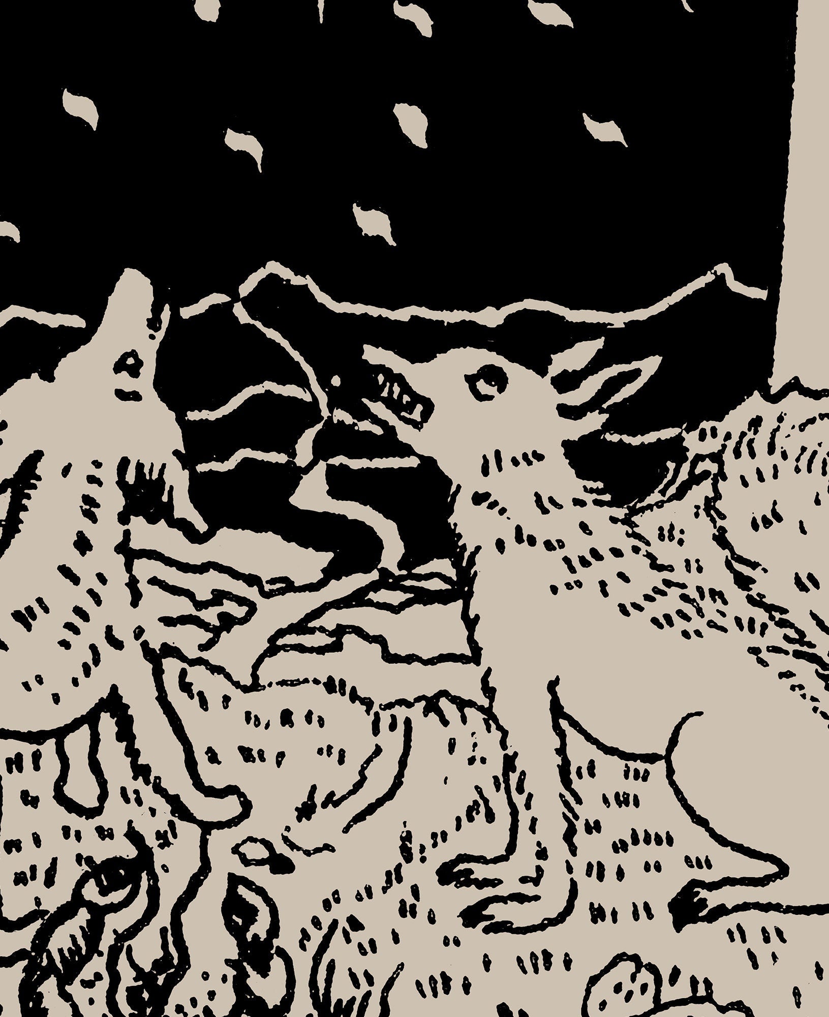 The Moon - Tarot Card Print - The Moon Black Poster, No Frame