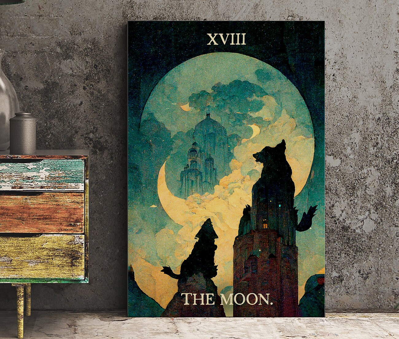 The Moon - Tarot Card Print - The Moon Card Poster, No Frame