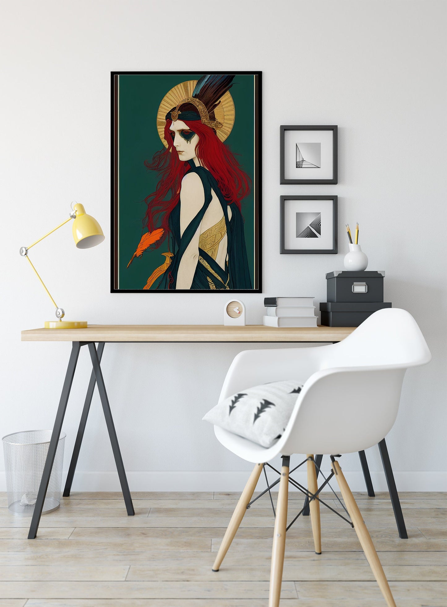 The Morrigan Poster, Warrior Goddess Print in the style of Mucha, No Frame