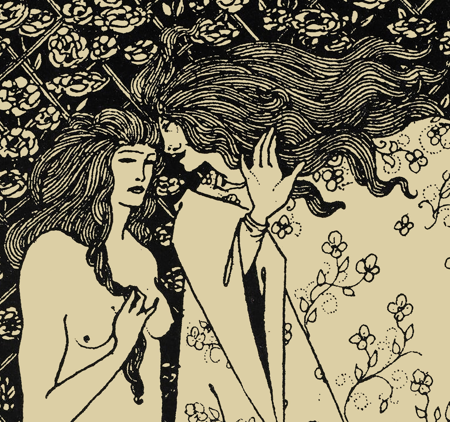 The Mysterious Rose Garden, Aubrey Beardley (No Frame)