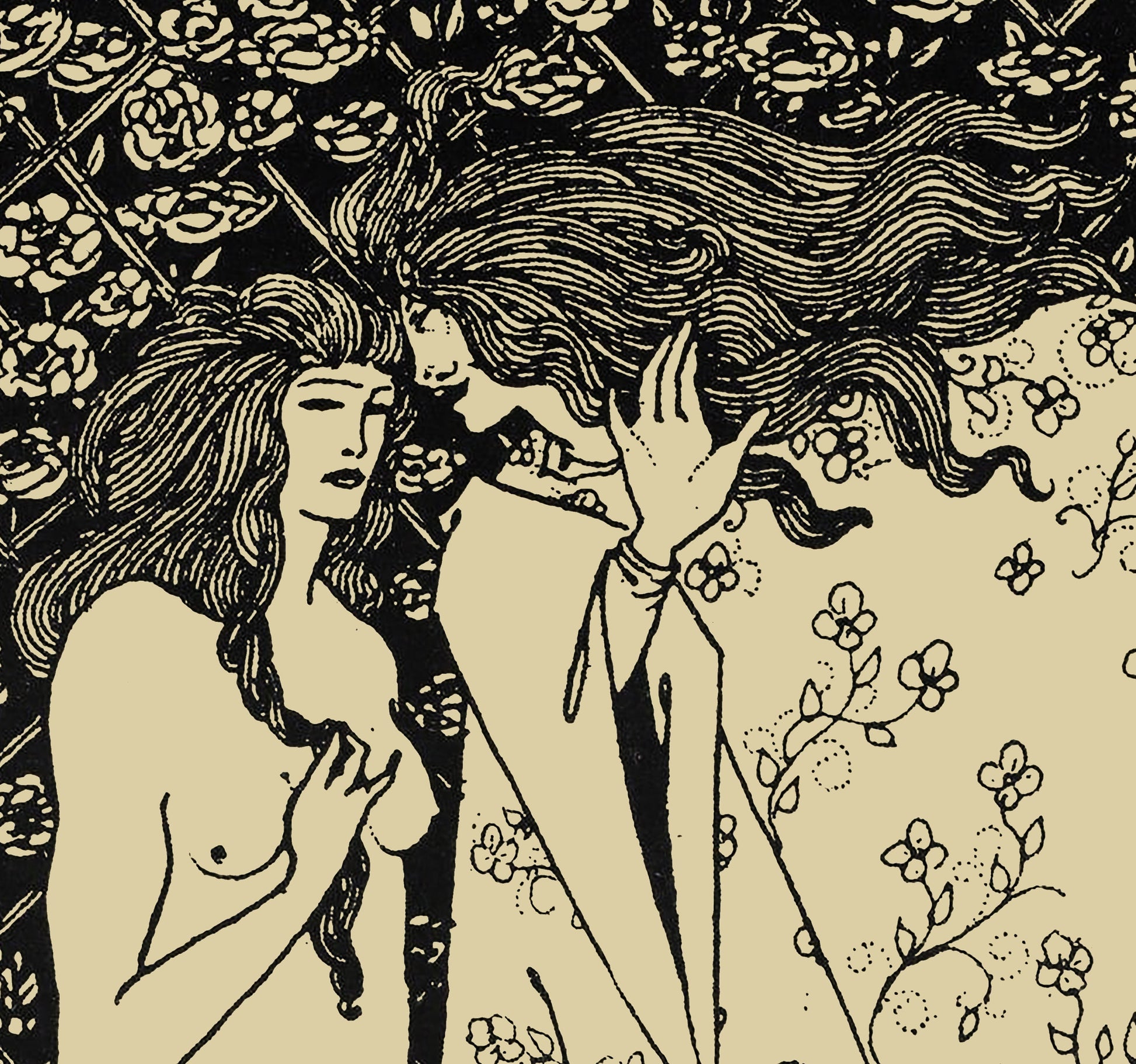 The Mysterious Rose Garden, Aubrey Beardley (No Frame)