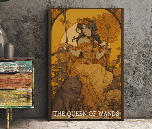 The Queen Of Wands - Tarot Card Print - The Queen Of Wands Card Poster, No Frame