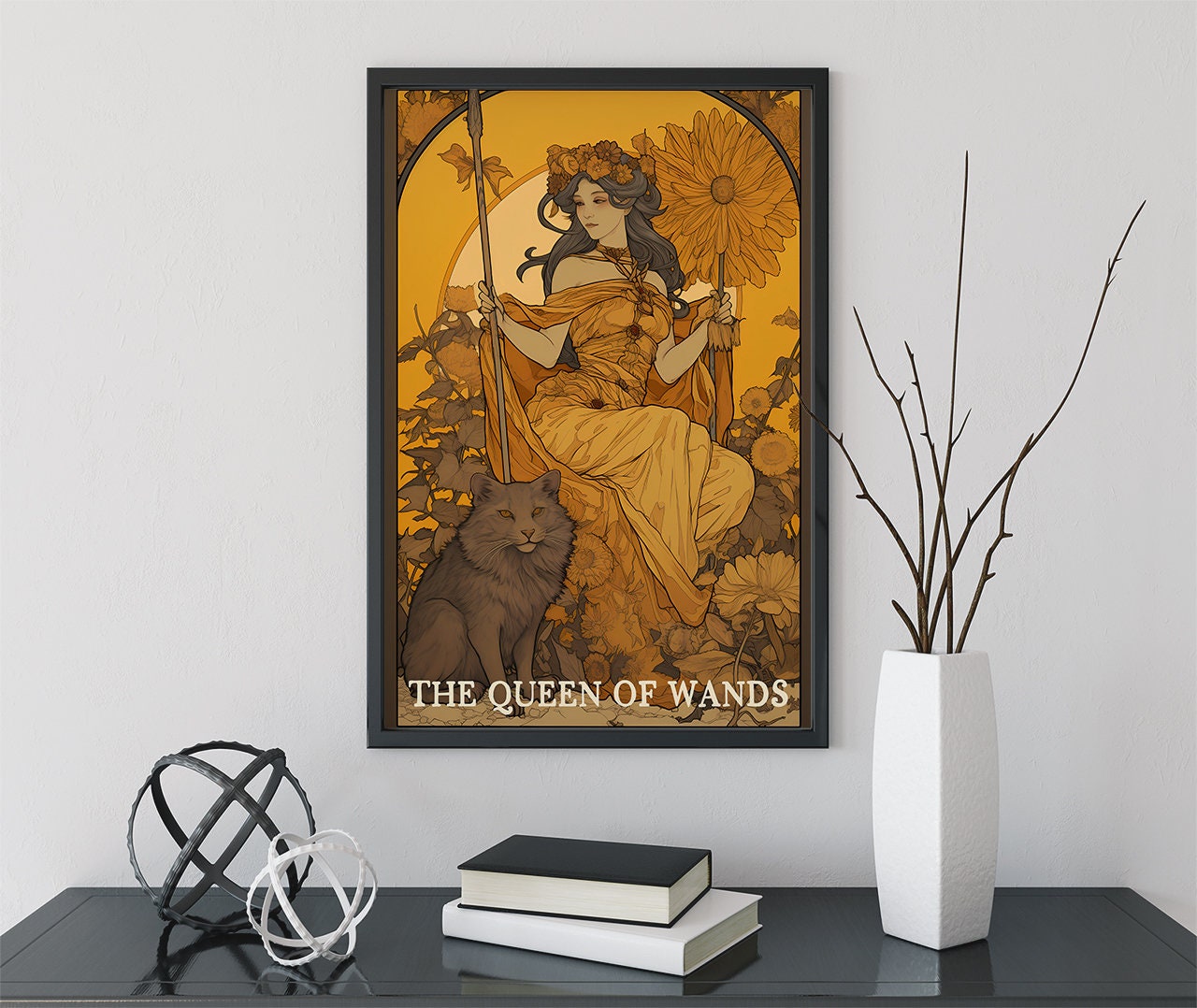 The Queen Of Wands - Tarot Card Print - The Queen Of Wands Card Poster, No Frame