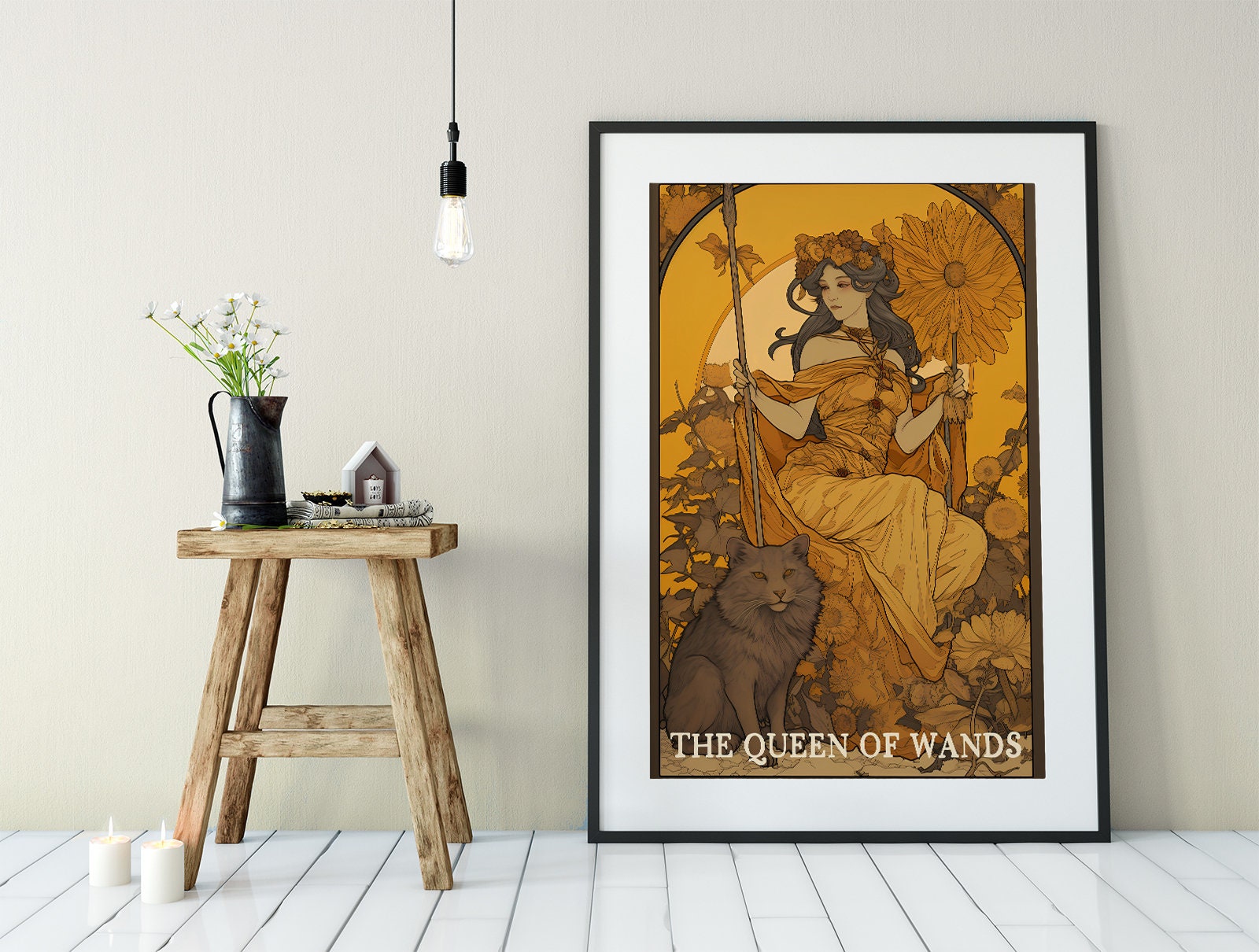 The Queen Of Wands - Tarot Card Print - The Queen Of Wands Card Poster, No Frame