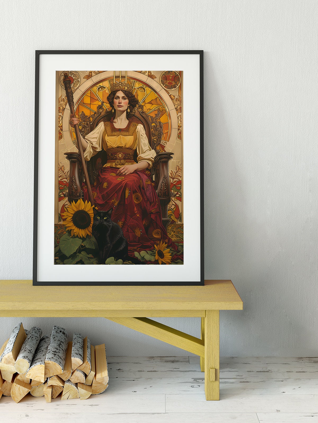 The Queen of Wands - Tarot Card Print - The Queen of Wands Card Poster, No Frame