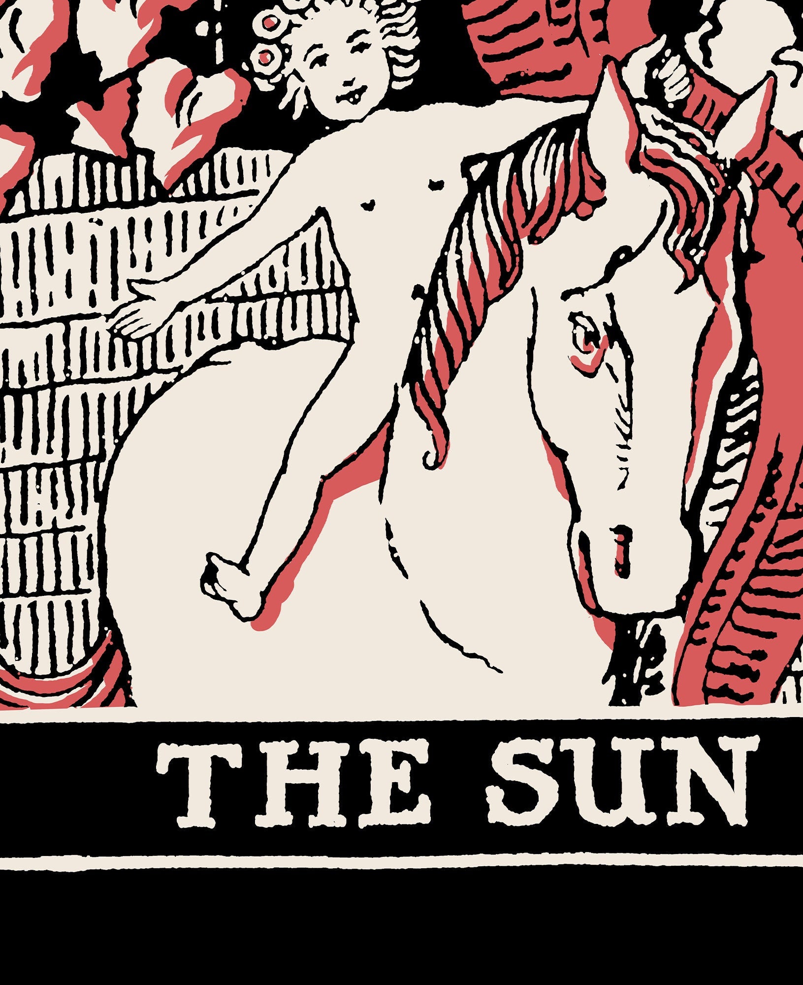 The Sun- Tarot Card Poster - The Sun Card Three Color Print- No Frame