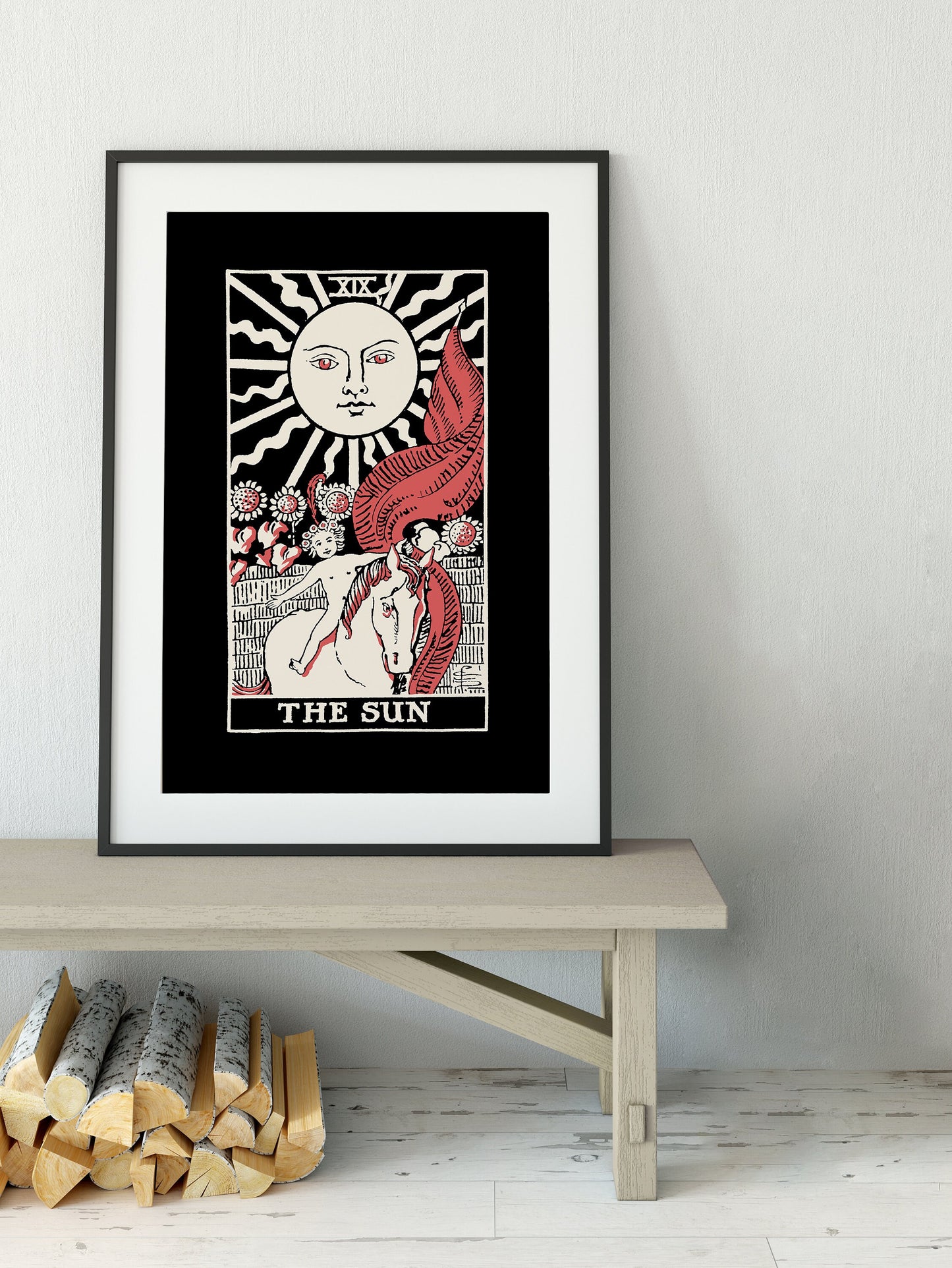 The Sun- Tarot Card Poster - The Sun Card Three Color Print- No Frame