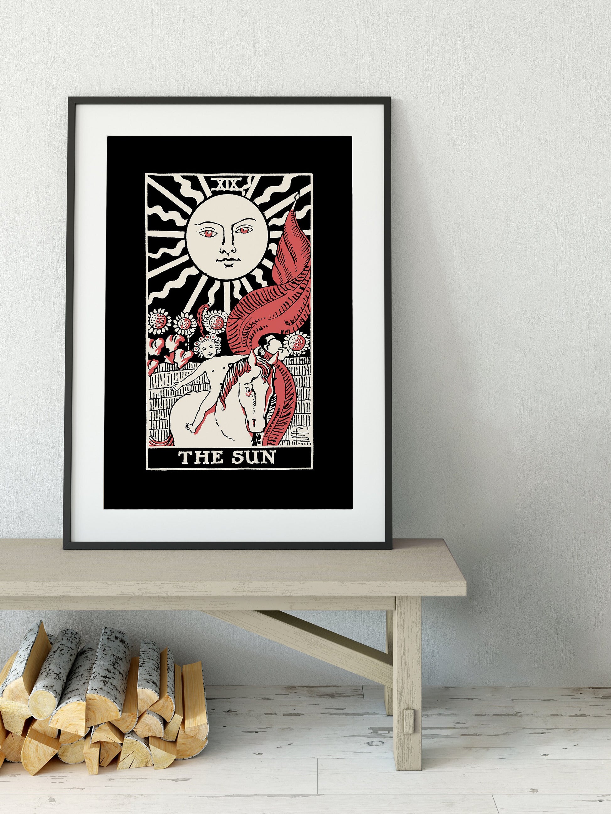 The Sun- Tarot Card Poster - The Sun Card Three Color Print- No Frame