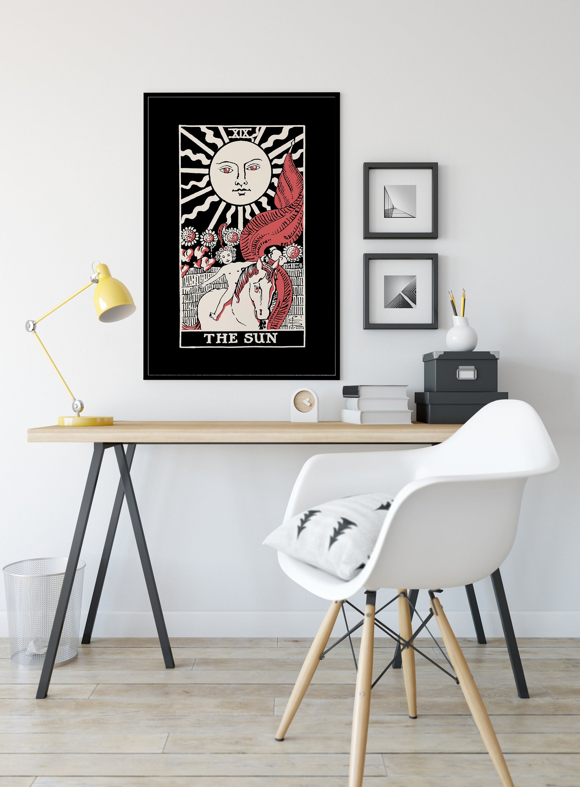The Sun- Tarot Card Poster - The Sun Card Three Color Print- No Frame