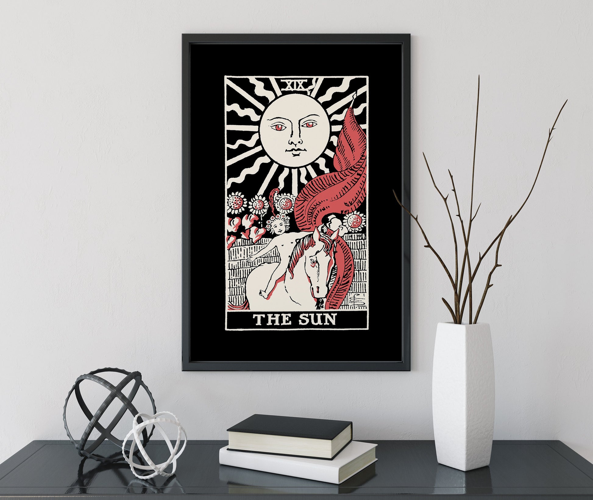 The Sun- Tarot Card Poster - The Sun Card Three Color Print- No Frame