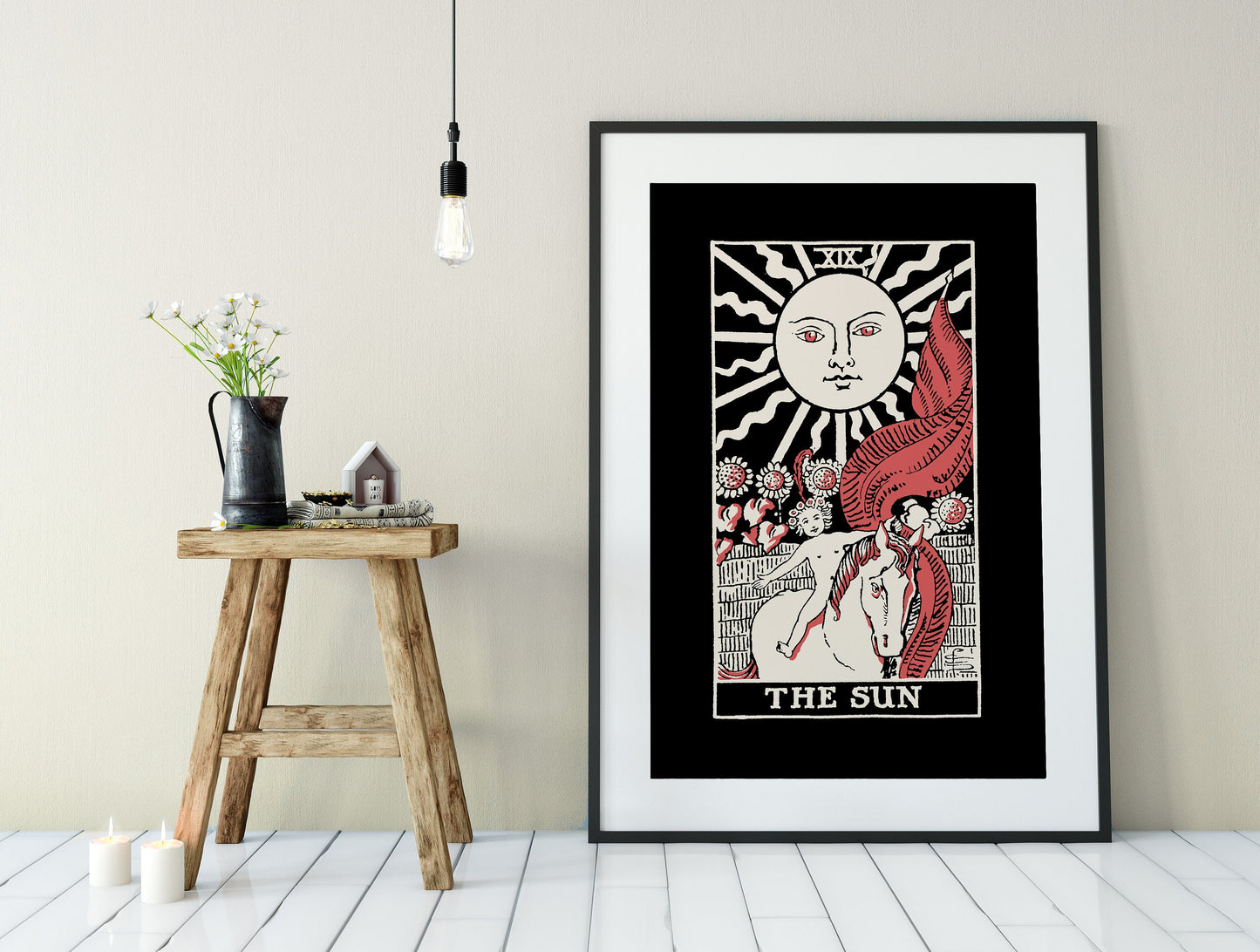 The Sun- Tarot Card Poster - The Sun Card Three Color Print- No Frame
