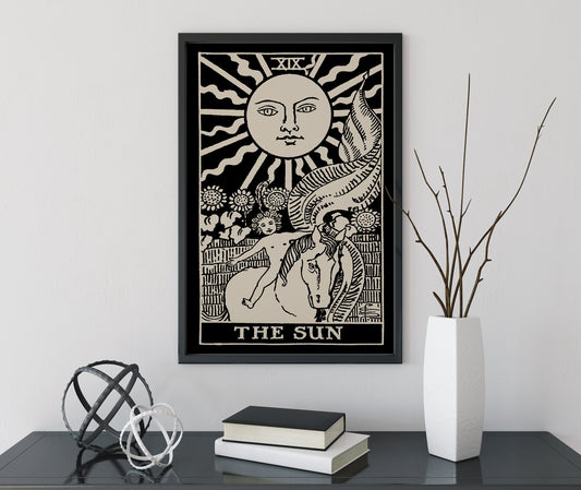 The Sun- Tarot Card Print - The Sun Card Black Poster, No Frame