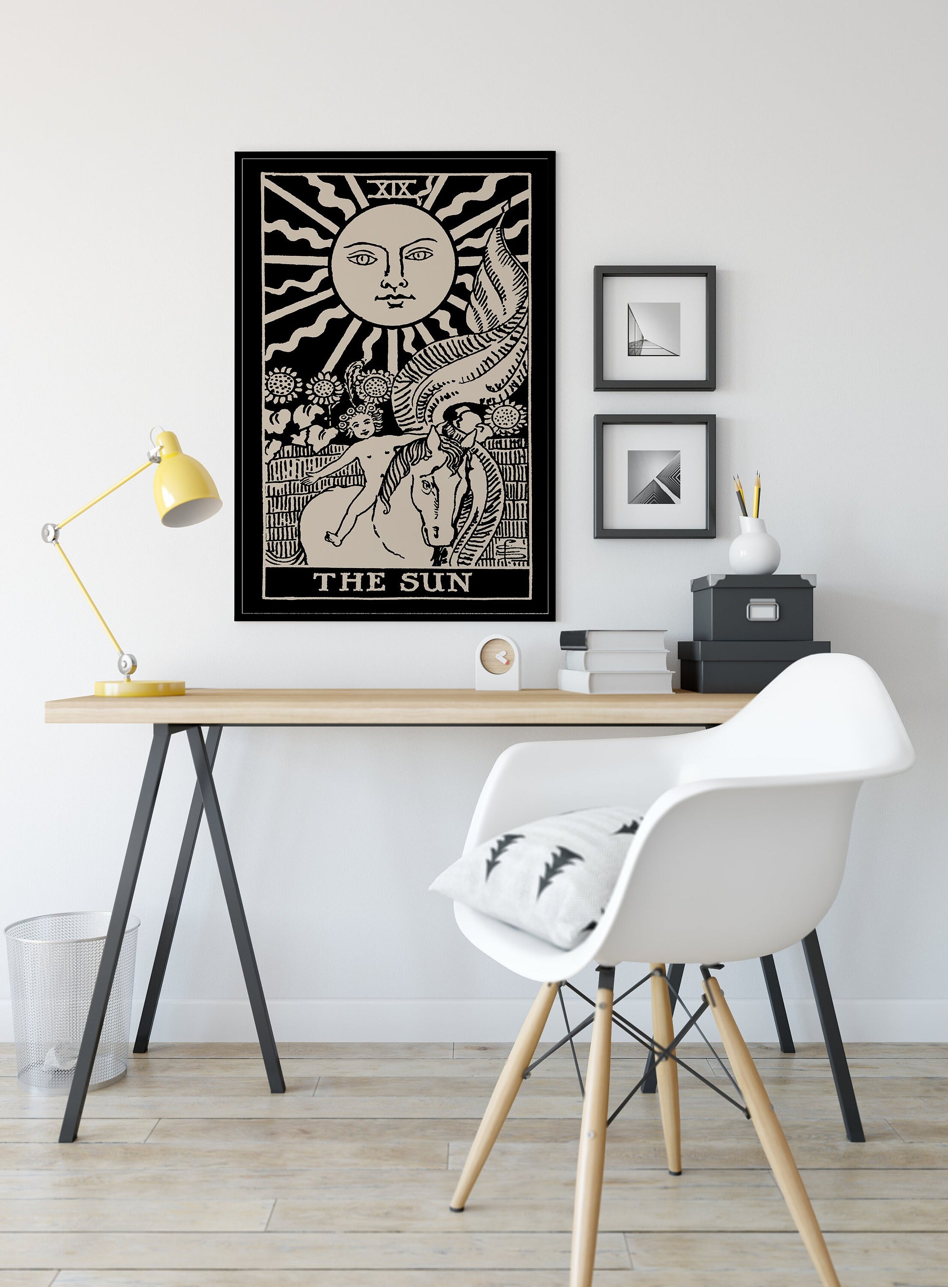 The Sun- Tarot Card Print - The Sun Card Black Poster, No Frame
