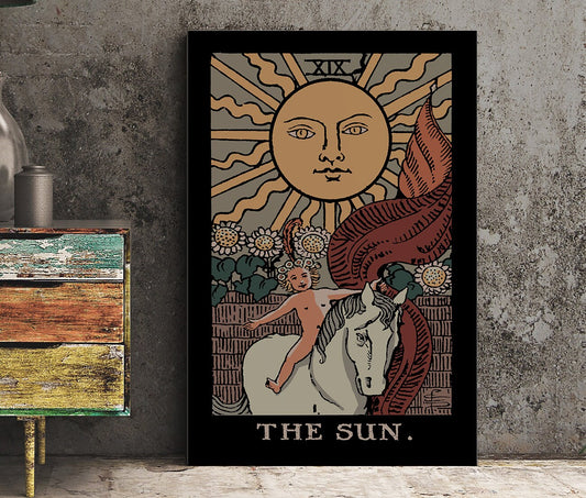 The Sun- Tarot Card Print - The Sun Card Darker Colors Poster, No Frame