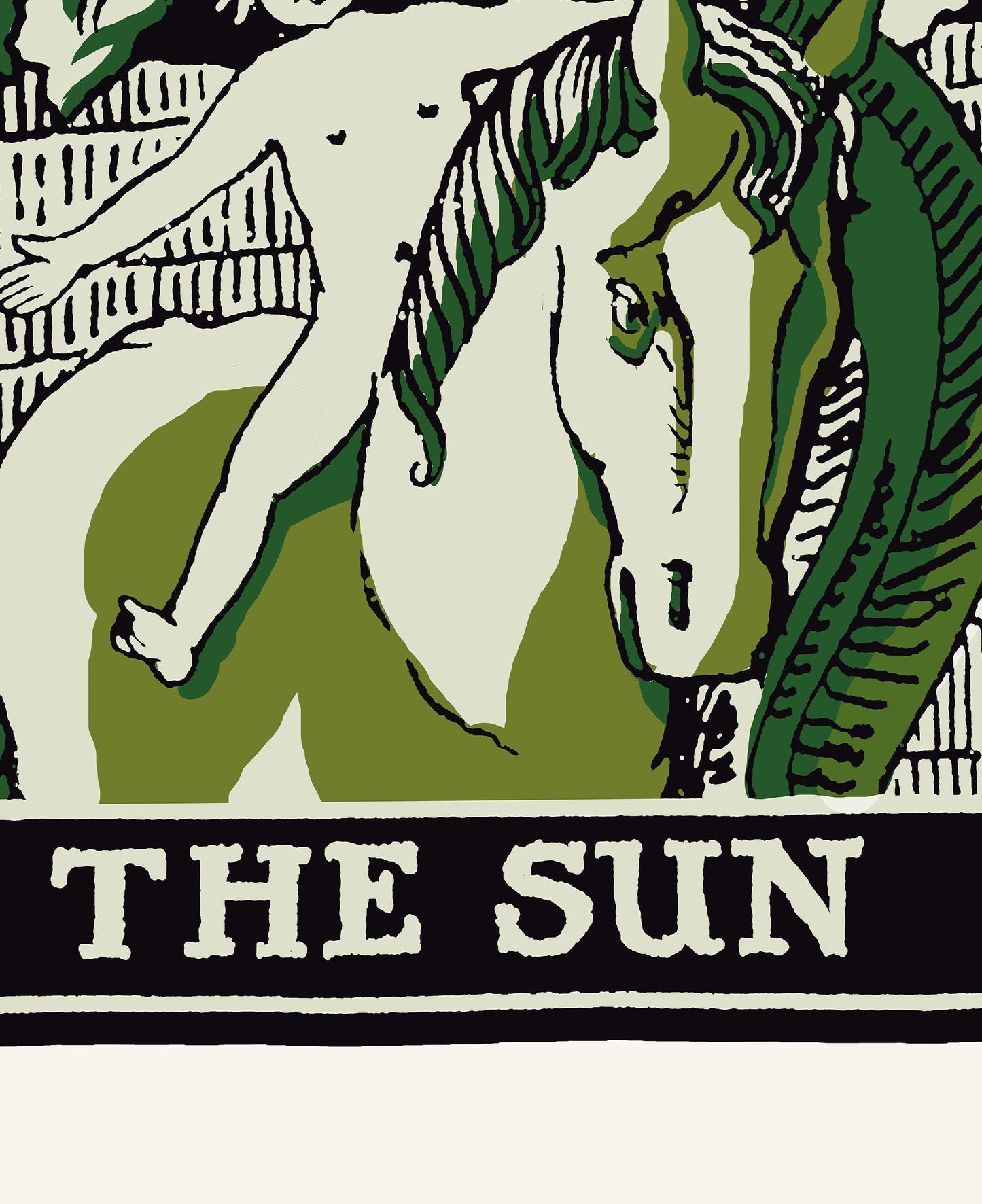 The Sun- Tarot Card Print - The Sun Card Emerald Green and Black Poster, No Frame