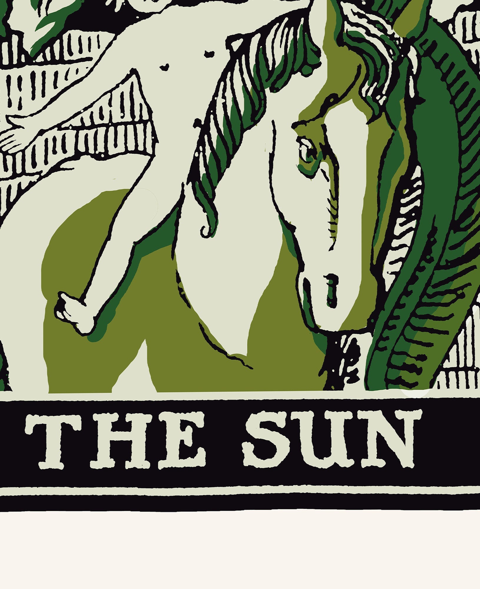 The Sun- Tarot Card Print - The Sun Card Emerald Green and Black Poster, No Frame