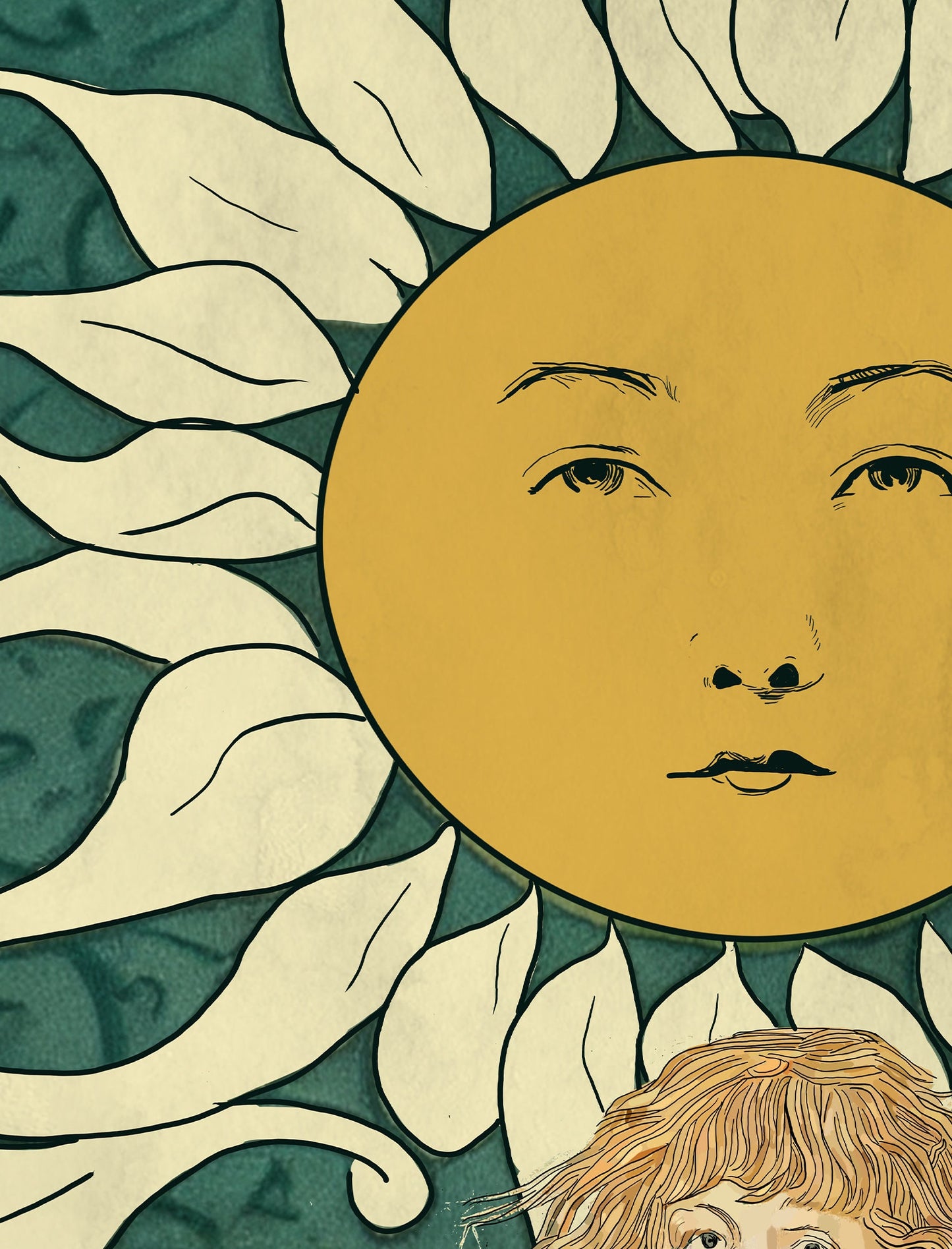 The Sun- Tarot Card Print from the Green Menagerie Tarot - The Sun Card Poster, No Frame