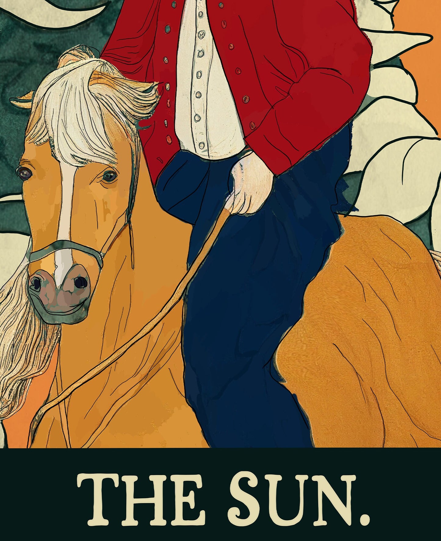 The Sun- Tarot Card Print from the Green Menagerie Tarot - The Sun Card Poster, No Frame