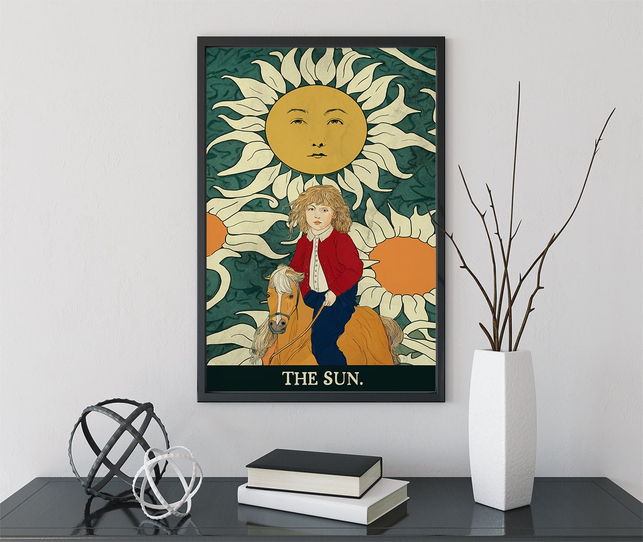 The Sun- Tarot Card Print from the Green Menagerie Tarot - The Sun Card Poster, No Frame