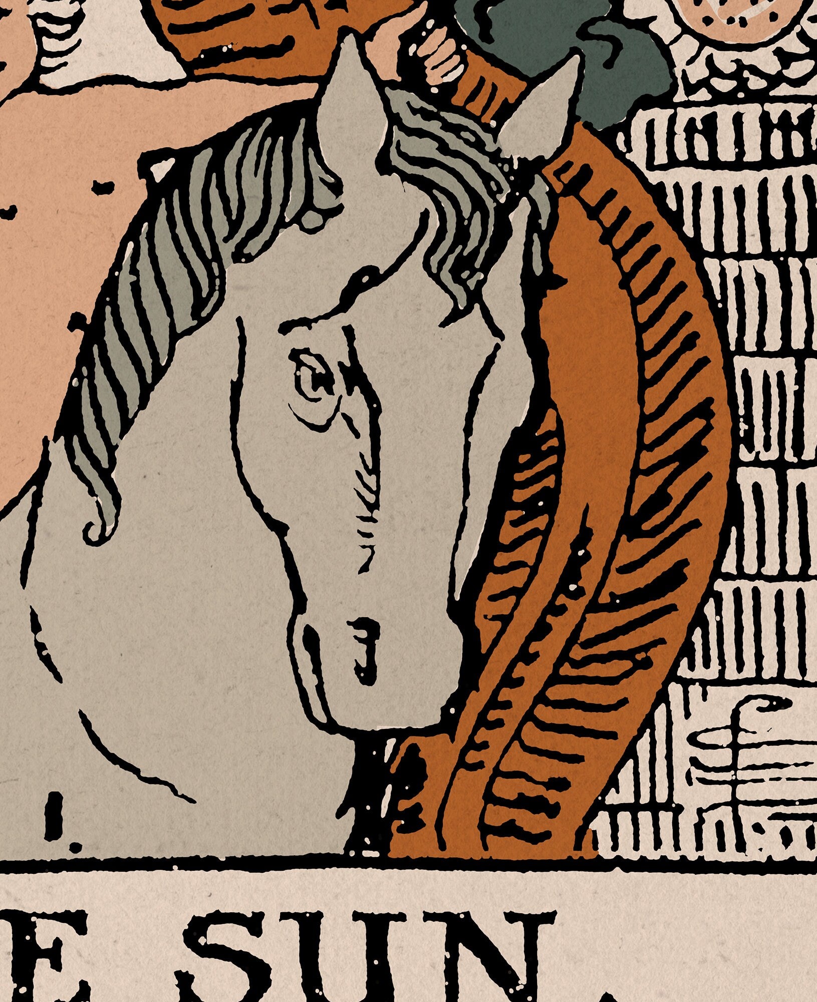 The Sun- Tarot Card Print - The Sun Card Neutral Vibe Poster Eclectic Tarot, No Frame