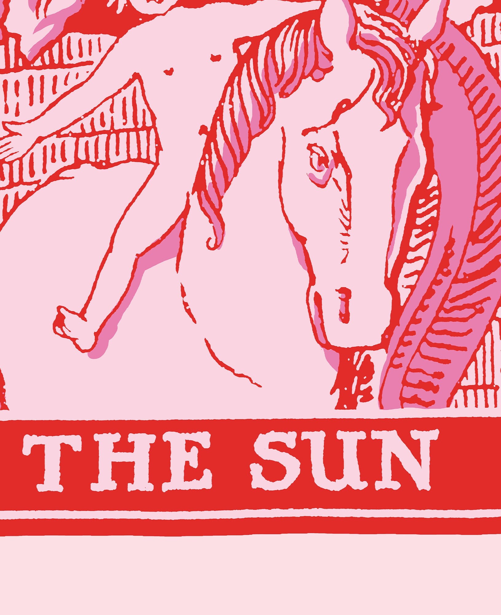 The Sun- Tarot Card Print - The Sun Card Pink and Red Poster, No Frame