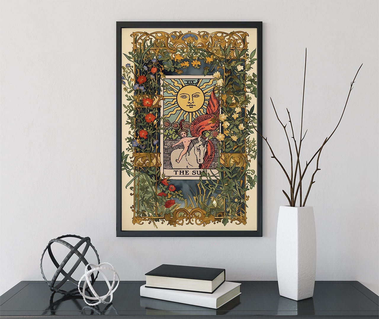 The Sun Tarot Card Print - The Sun Card Poster, No Frame