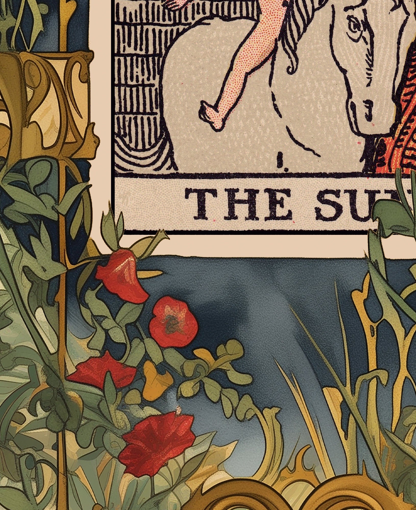 The Sun Tarot Card Print - The Sun Card Poster, No Frame