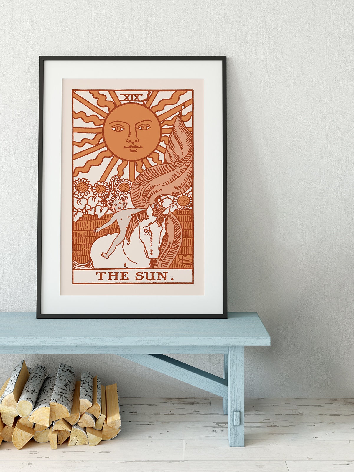 The Sun- Tarot Card Print - The Sun Card Warm Color Scheme Poster, No Frame