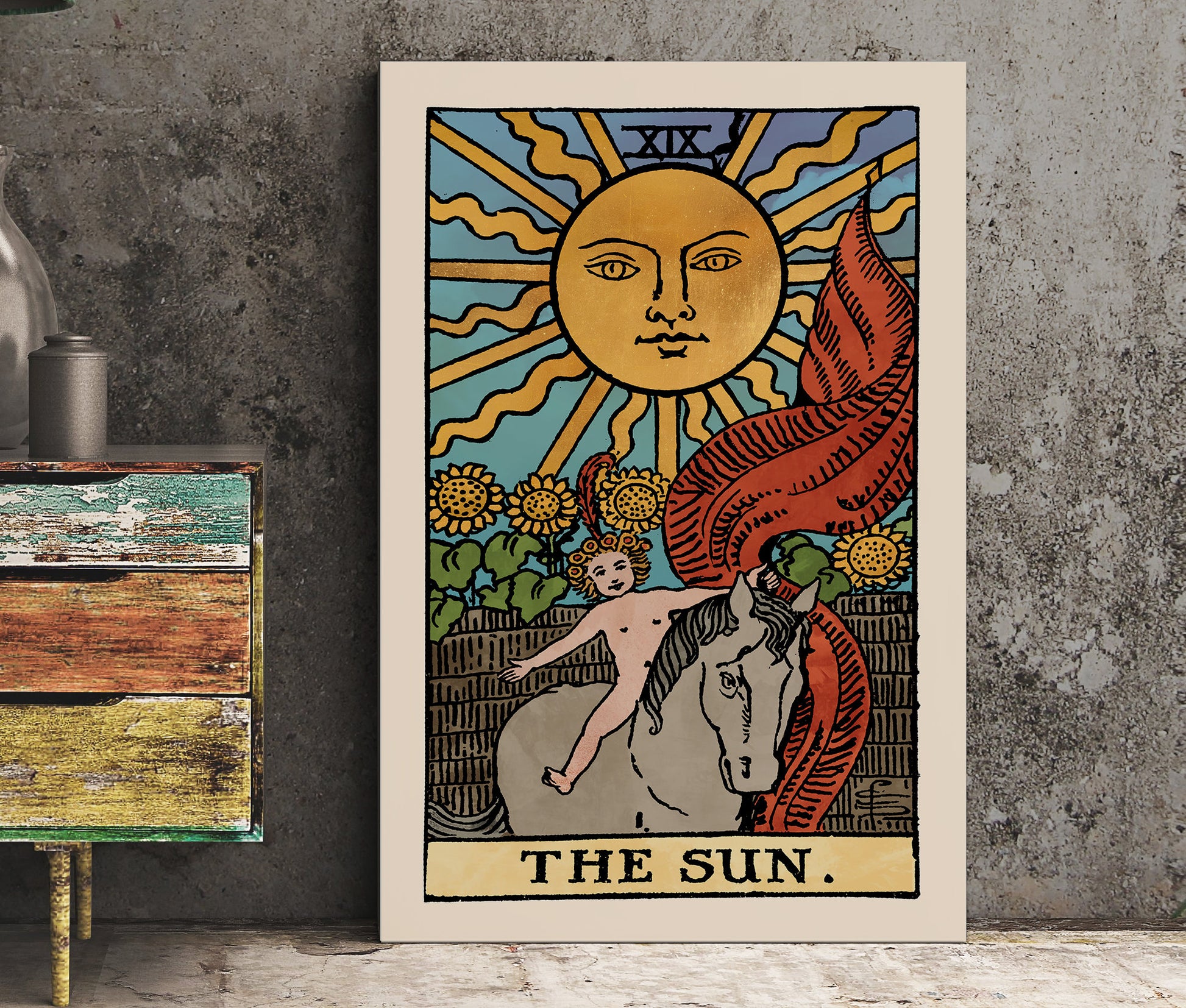 The Sun - Tarot Card Print - The Sun Watercolor Poster, No Frame
