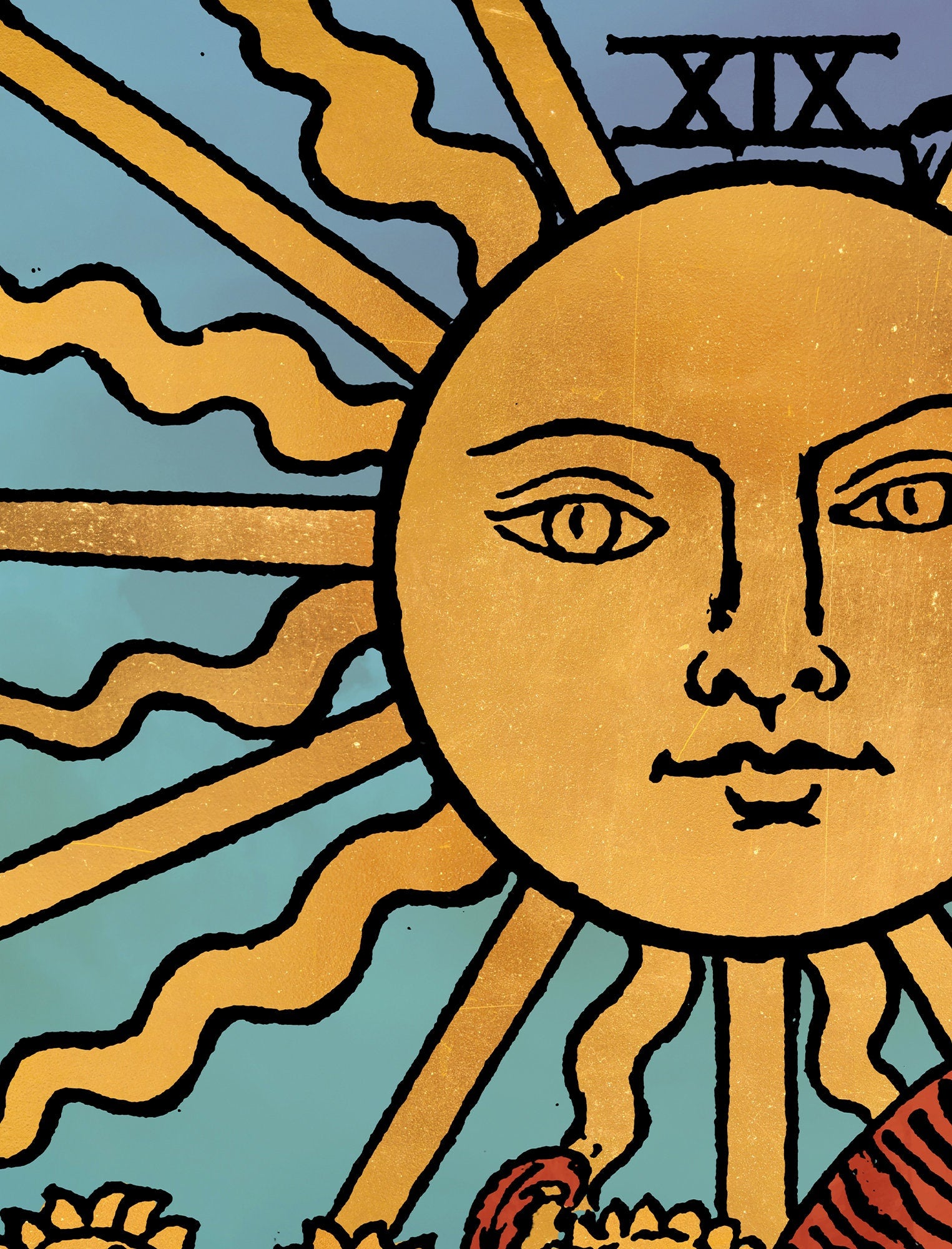 The Sun - Tarot Card Print - The Sun Watercolor Poster, No Frame