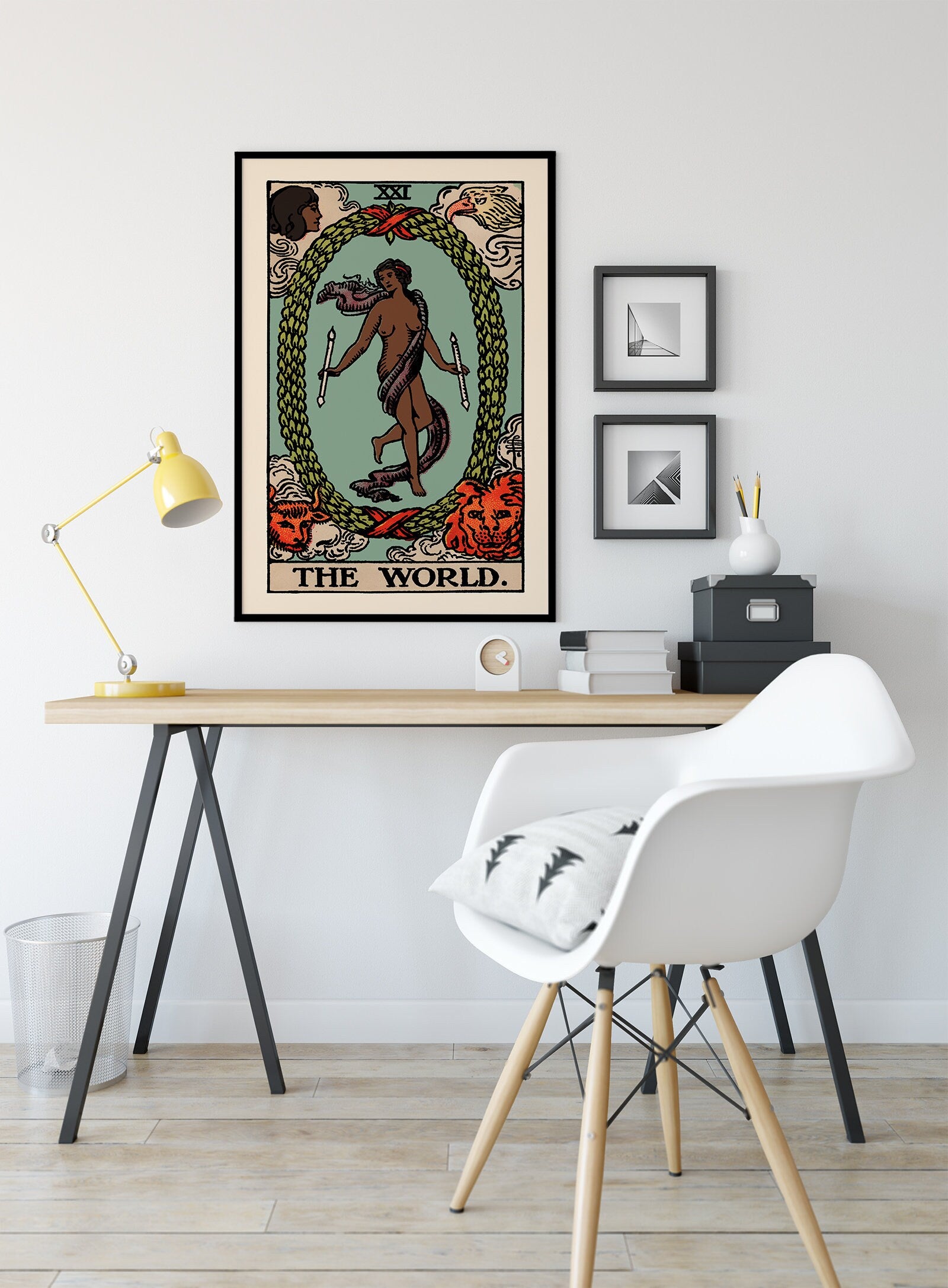 The World - Tarot Card Print - The World Black Woman Card Poster, No Frame