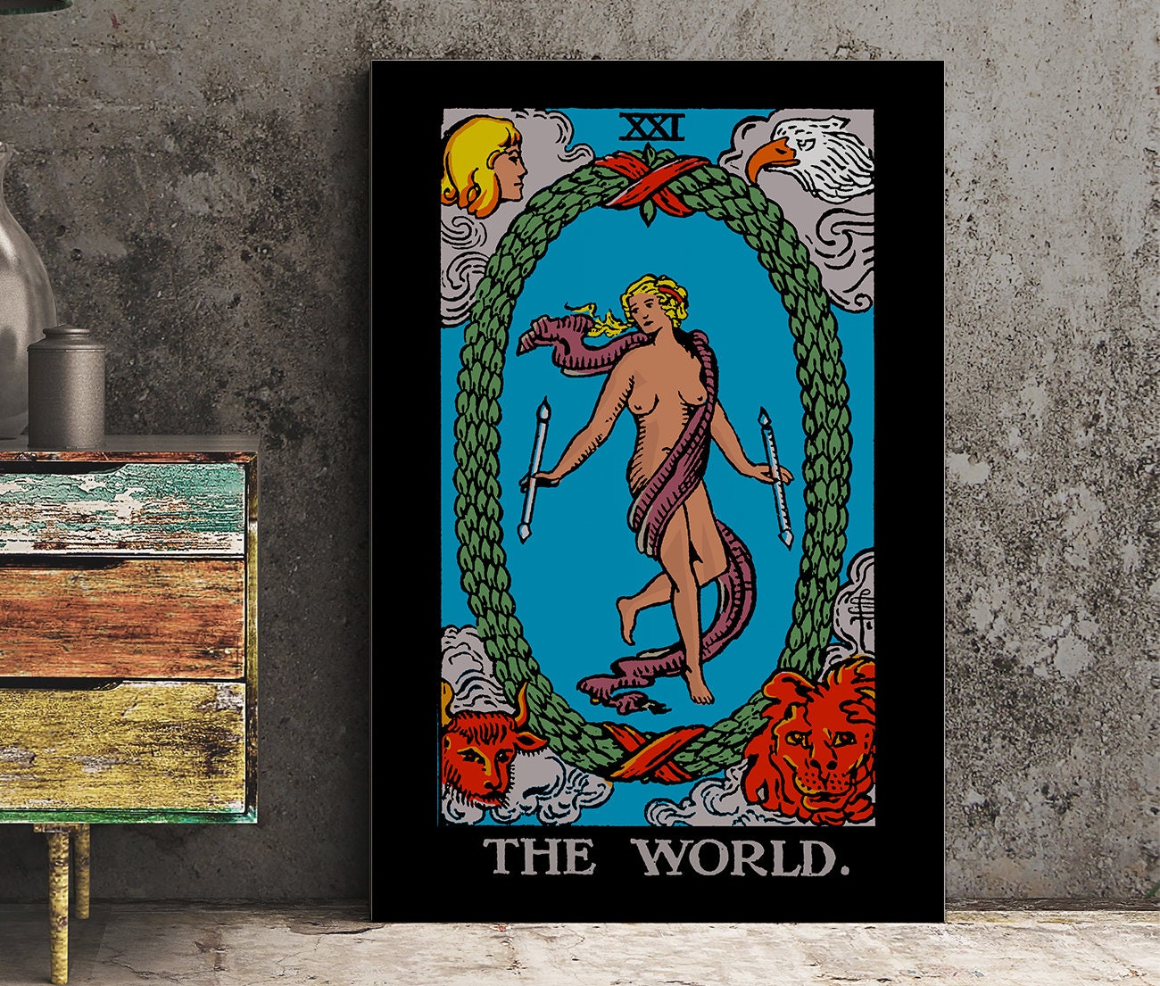 The World- Tarot Card Print - The World Card Bright Poster, No Frame
