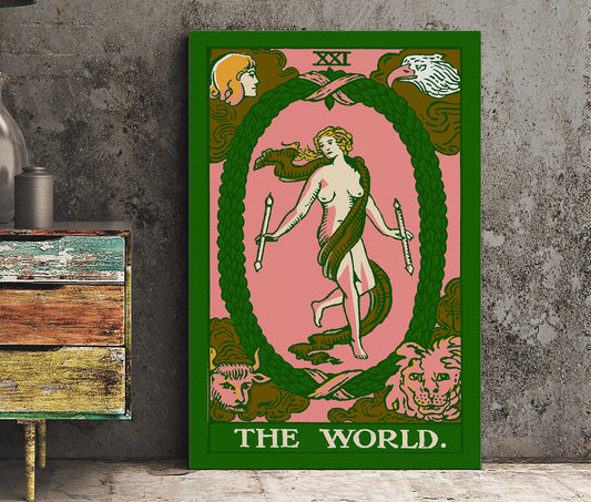 The World - Tarot Card Print - The World Card Bubblegum Goth punk Pop Art Poster, No Frame