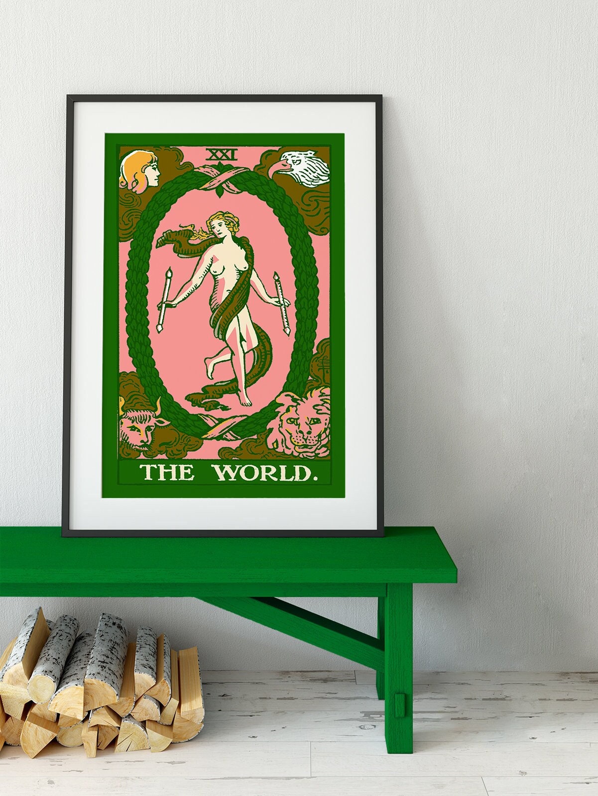 The World - Tarot Card Print - The World Card Bubblegum Goth punk Pop Art Poster, No Frame