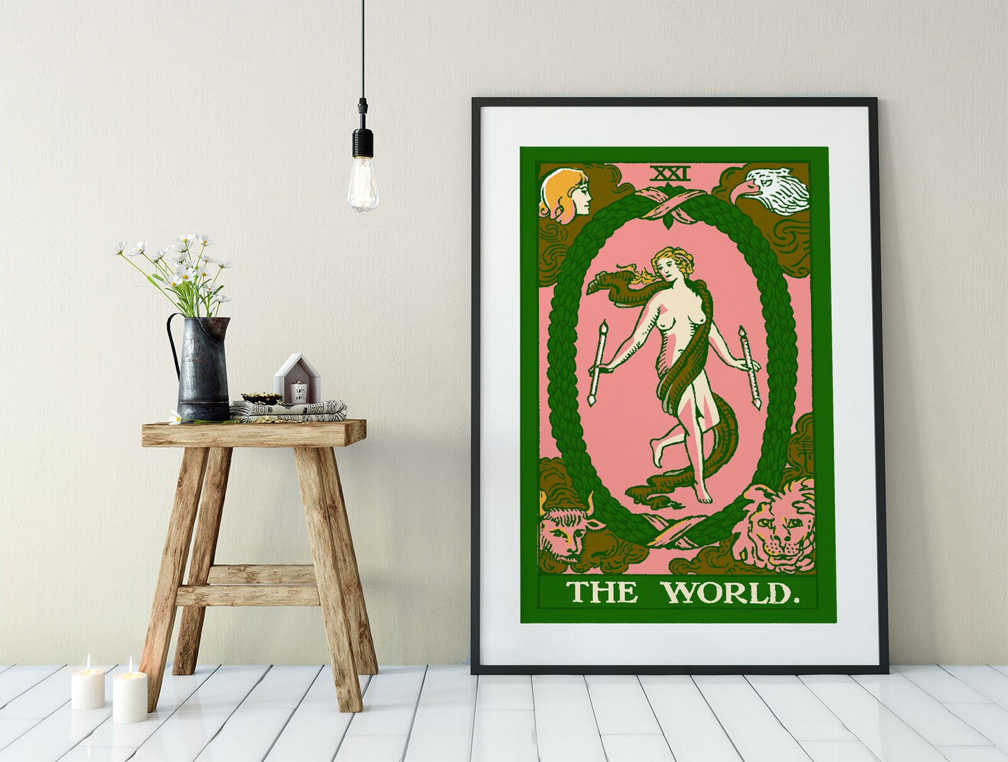The World - Tarot Card Print - The World Card Bubblegum Goth punk Pop Art Poster, No Frame