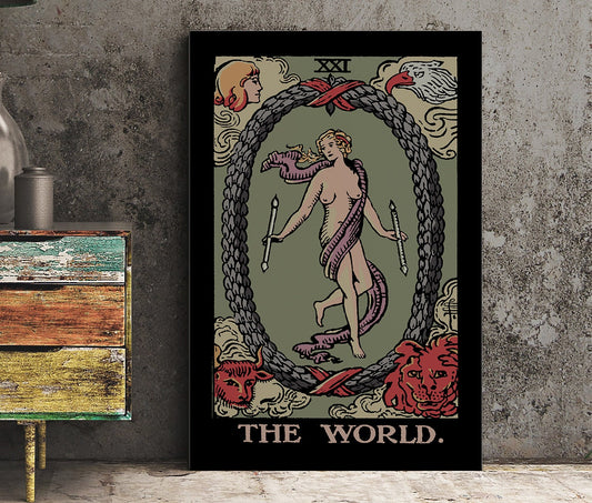 The World- Tarot Card Print - The World Card Harvest Poster, No Frame