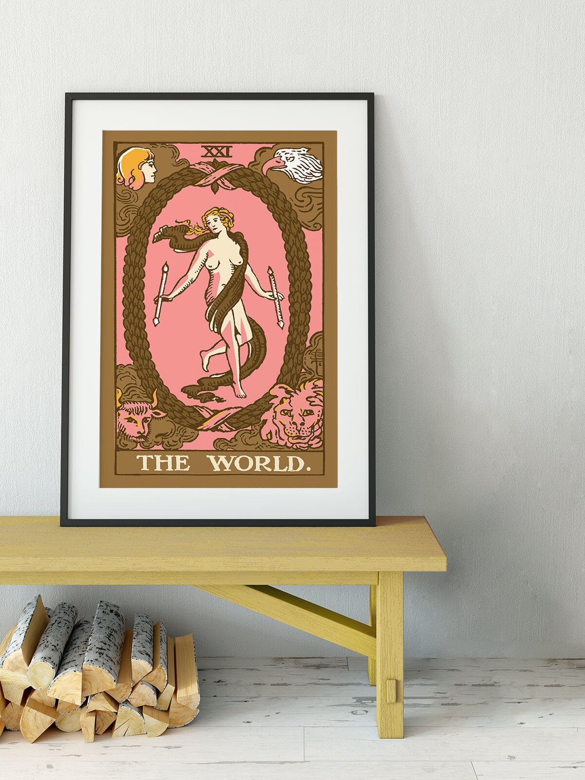 The World - Tarot Card Print - The World Card Neapolitan Goth punk Pop Art Poster, No Frame