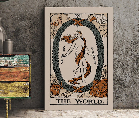 The World- Tarot Card Print - The World Card Neutral Vibe Poster Eclectic Tarot, No Frame