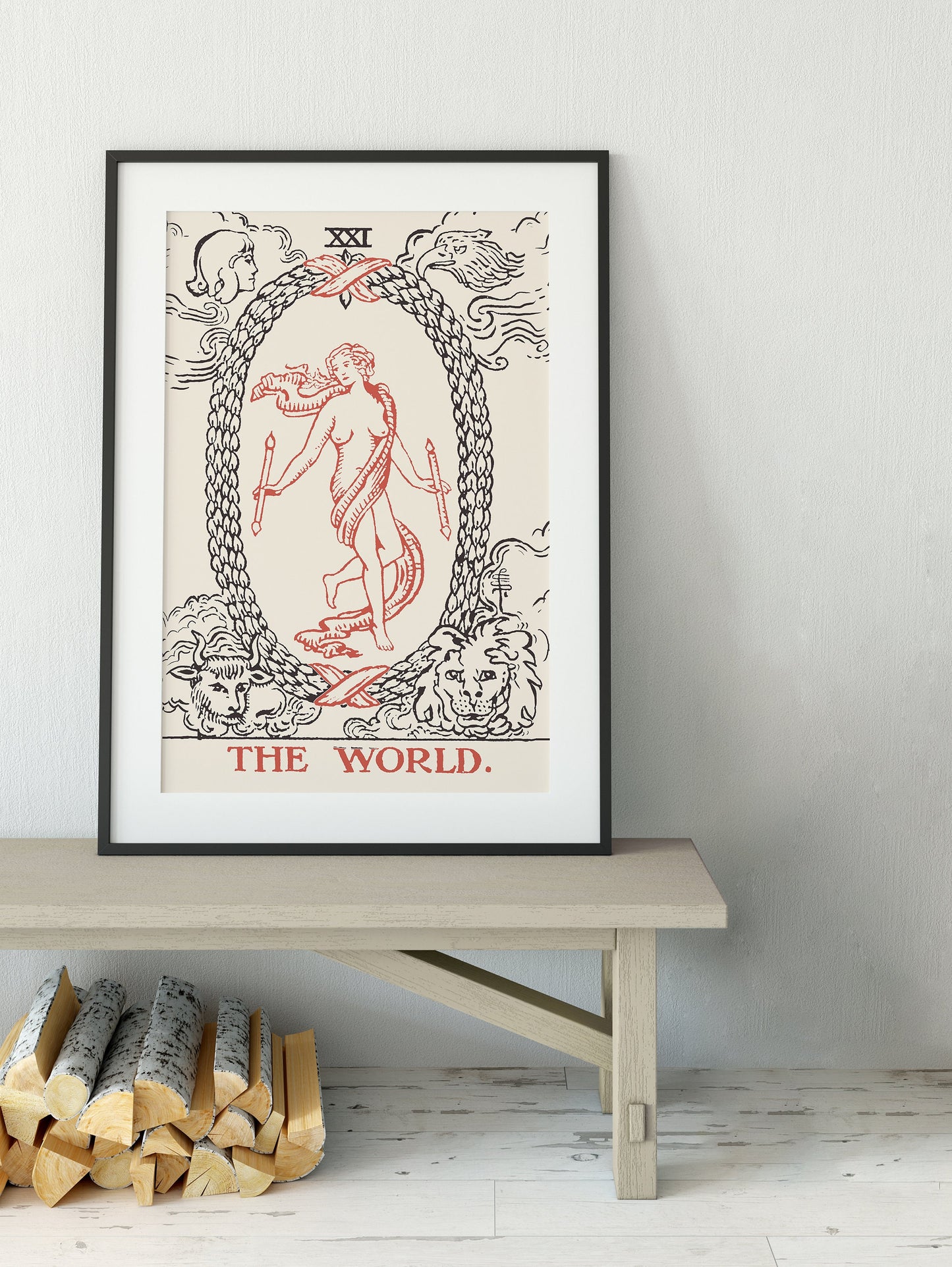 The World - Tarot Card Print - The World Card Neutral Vibe No Border Poster Eclectic Tarot, No Frame