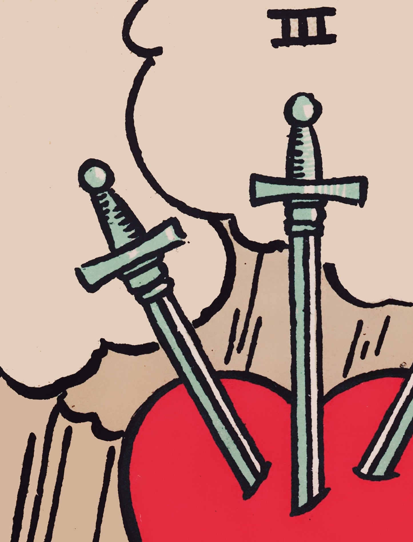 Three Of Swords- Tarot Card Print - The 3 Of Swords Card Poster, No Frame