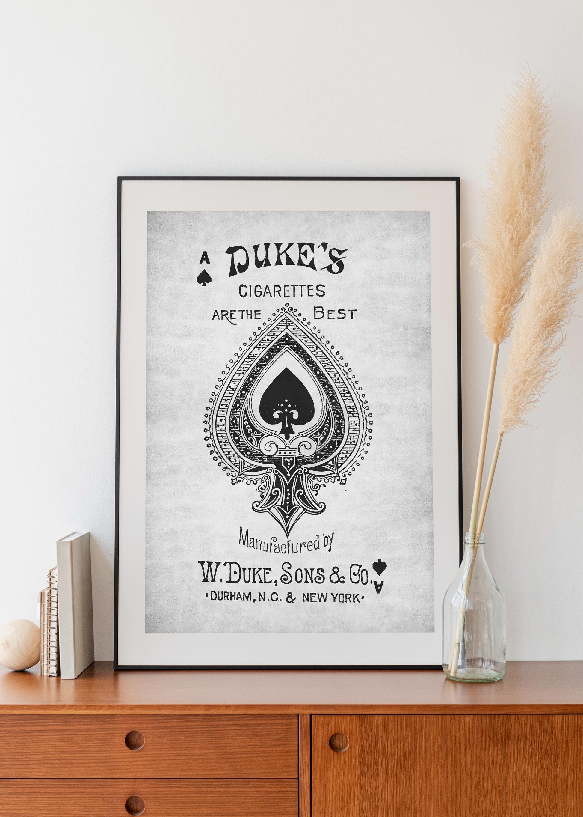 Vintage Ace of Spades Poster - Cigarettes Vintage Art - black and beige
