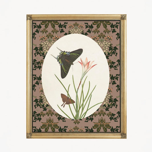 Vintage Butterflies Print - Vintage Print Beige - Butterfly Poster Print - Bohemian Print Large Artwork